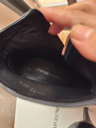 Botín Piel Tacón Aguja Emporio Armani Negro