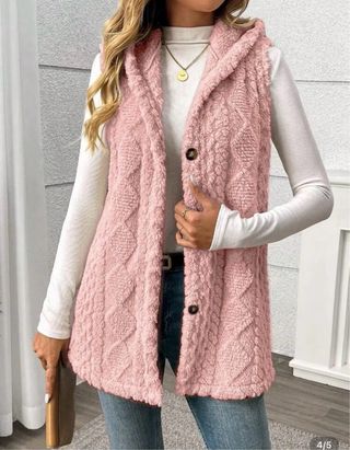 Chaleco rosa con capucha extra suave