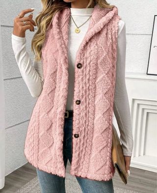 Chaleco rosa con capucha extra suave