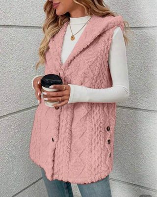 Chaleco rosa con capucha extra suave