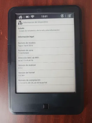 E-reader Tagus Táctil 2016 Nero