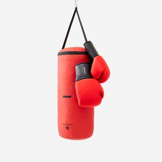 Kit Saco Boxeo + Guantes Niños Rojo
