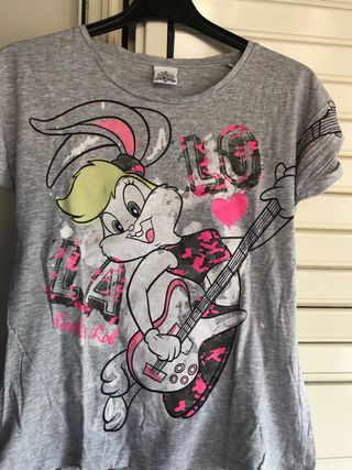 T-shirt Bugs Bunny chitarra rosa grigio