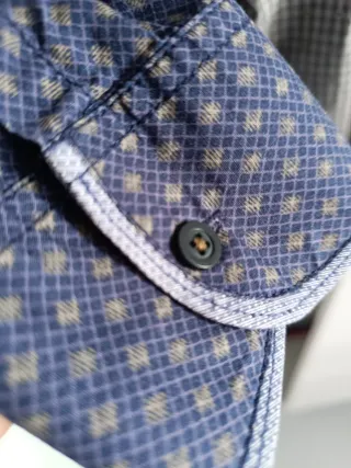 Camisa estampada azul y beige XXL