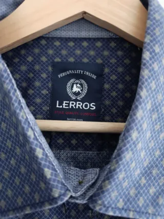 Camisa estampada azul y beige XXL