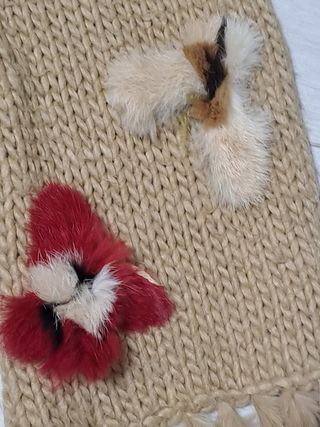 Sciarpa lana vintage con vera pelliccia