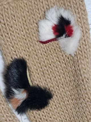 Sciarpa lana vintage con vera pelliccia