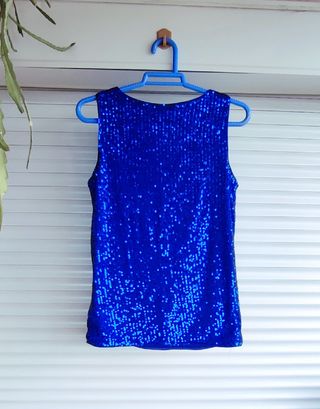 Top lentejuelas azul