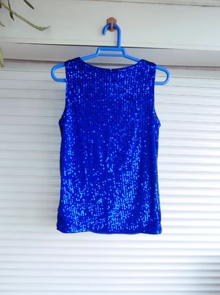 Top lentejuelas azul