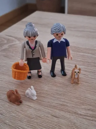 Playmobil Pareja Abuelitos con Animales