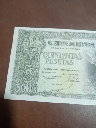 Billete 500 Pesetas Banco de España 1940