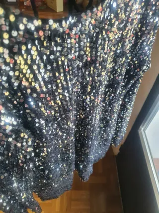 Vestido lentejuelas negro y plateado