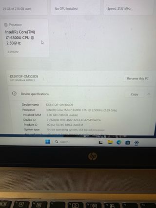 pc portatile HP Elitebook Intel core i7 6500 SSD