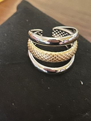 Anello donna bicolore oro e argento