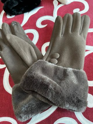 Guanti marroni donna con bottoni