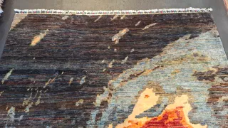 Tappeto lana beige  e marrone astratto