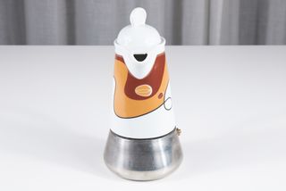 Rara caffettiera vintage 3 tz acciaio e porcellana