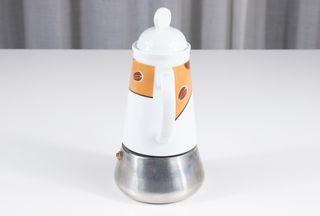 Rara caffettiera vintage 3 tz acciaio e porcellana