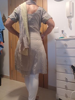 Traje Indú Gris y Verde Talla Única