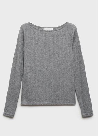 Camiseta Mango Manga Larga Gris Talla L