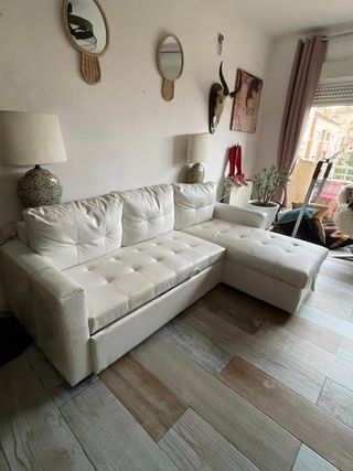 Sofá Cama Piel Ecológica Blanco