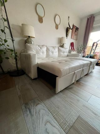 Sofá Cama Piel Ecológica Blanco