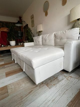 Sofá Cama Piel Ecológica Blanco