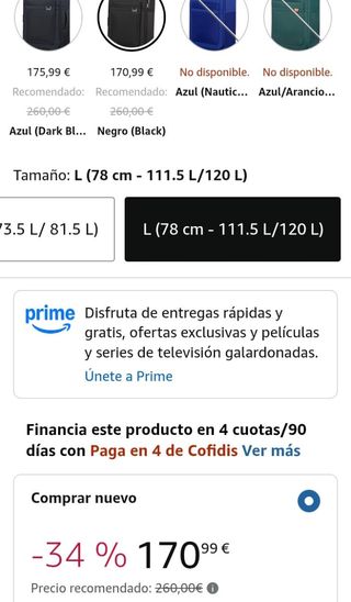 Samsonite Airea Spinner L Expandible Maleta Negra