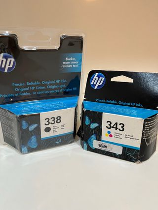 Cartuchos Tinta HP 343 Multicolor y 338 Negro