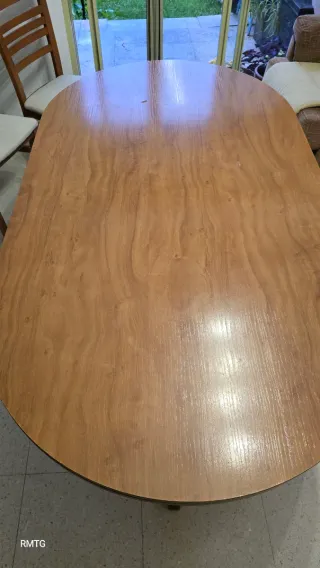 Mesa de comedor ovalada de madera