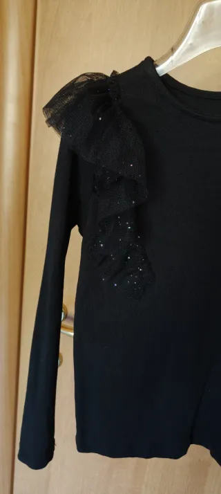 Maglia elegante nera bimba 6/8 anni