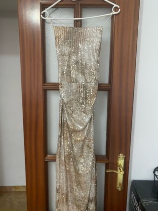 Vestido fiesta lentejuelas dorado nuevo