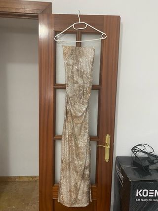 Vestido fiesta lentejuelas dorado nuevo