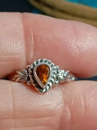 Anillo Plata Ley Citrino Gota