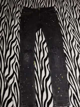 Gonne jeans nere con schizzi