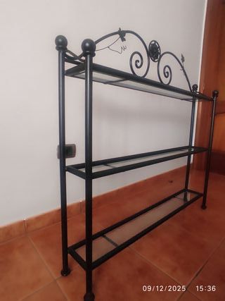Mesa auxiliar hierro forjado y cristal