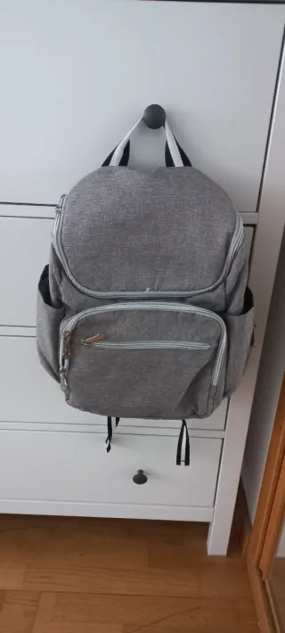 Mochila para carrito de bebé gris
