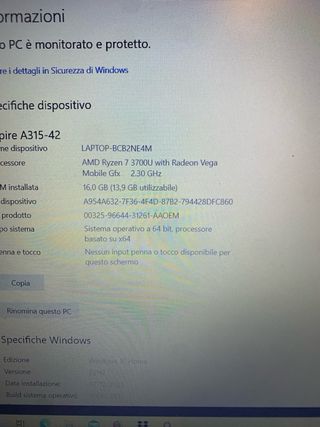 Acer Aspire 3 Ryzen 7 SSD 16 gb ram ddr4