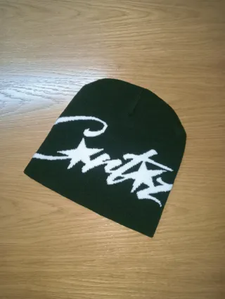 Gorro de lana verde y blanco