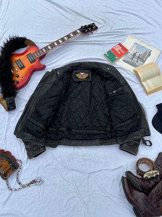 Giacca Moto Harley Davidson Pelle Nera Anni '80