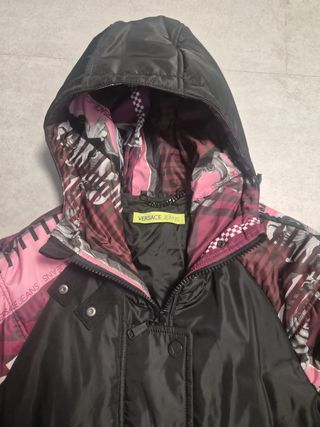 Abrigo Versace Mujer Negro y Rosa