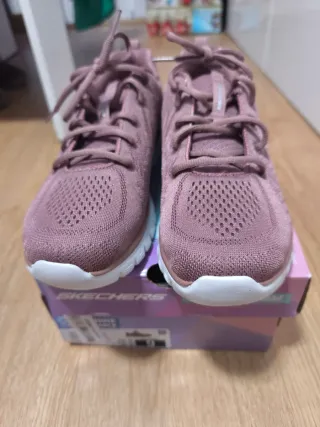 Zapatillas Skechers Mujer Rosa y Blanco