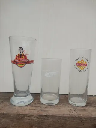 Lote 3 Copas Cerveza Cruzcampo, Lanjarón, Águila