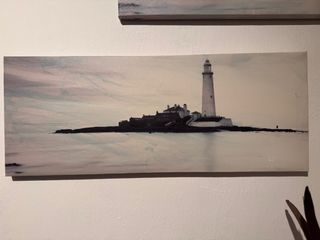 2 Quadri Tela Faro Paesaggio Marino Blu