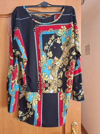 Blusón estampado multicolor talla L