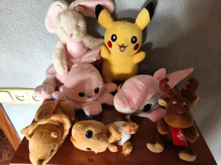 Lote Peluches: Conejo, Pikachu, Pulpo, Tiburón....