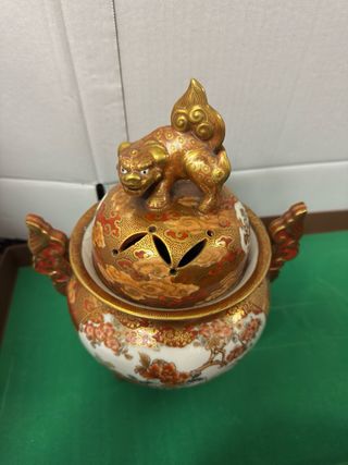 Antico Bruciatore Incenso Giapponese Kutani