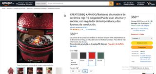 CREATE Barbacoa Kamado 16 Roja Cerámica PRECINTADA