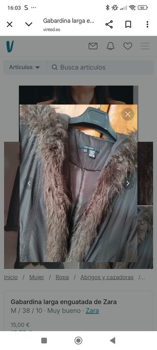 Gabardina larga Zara marrón Talla M