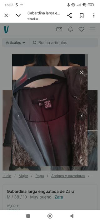 Gabardina larga Zara marrón Talla M